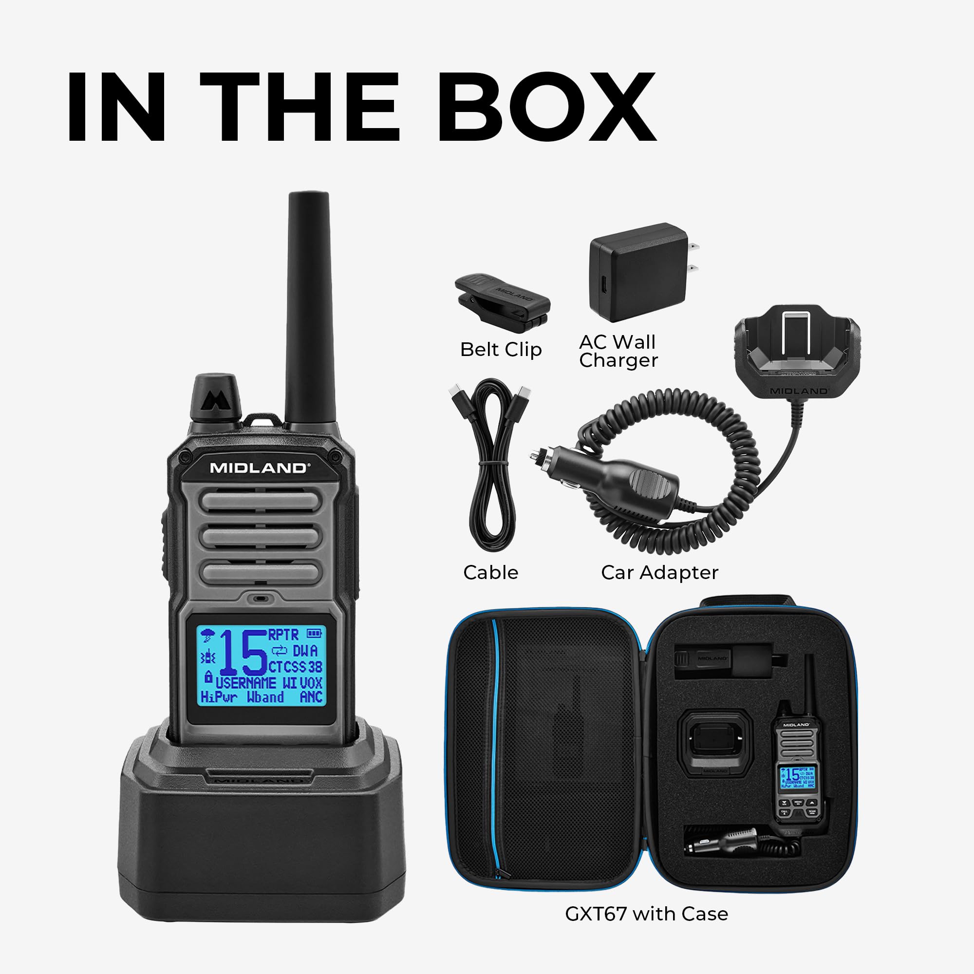Midland GXT67 5-Watt GMRS Two-Way Radio – Long Range Walkie Talkie for Overlanding, Jeep, & Off-Road – IP67 Waterproof, Repeater Capable, Rechargeable Battery, Hard Case Included (Black) - Image 8