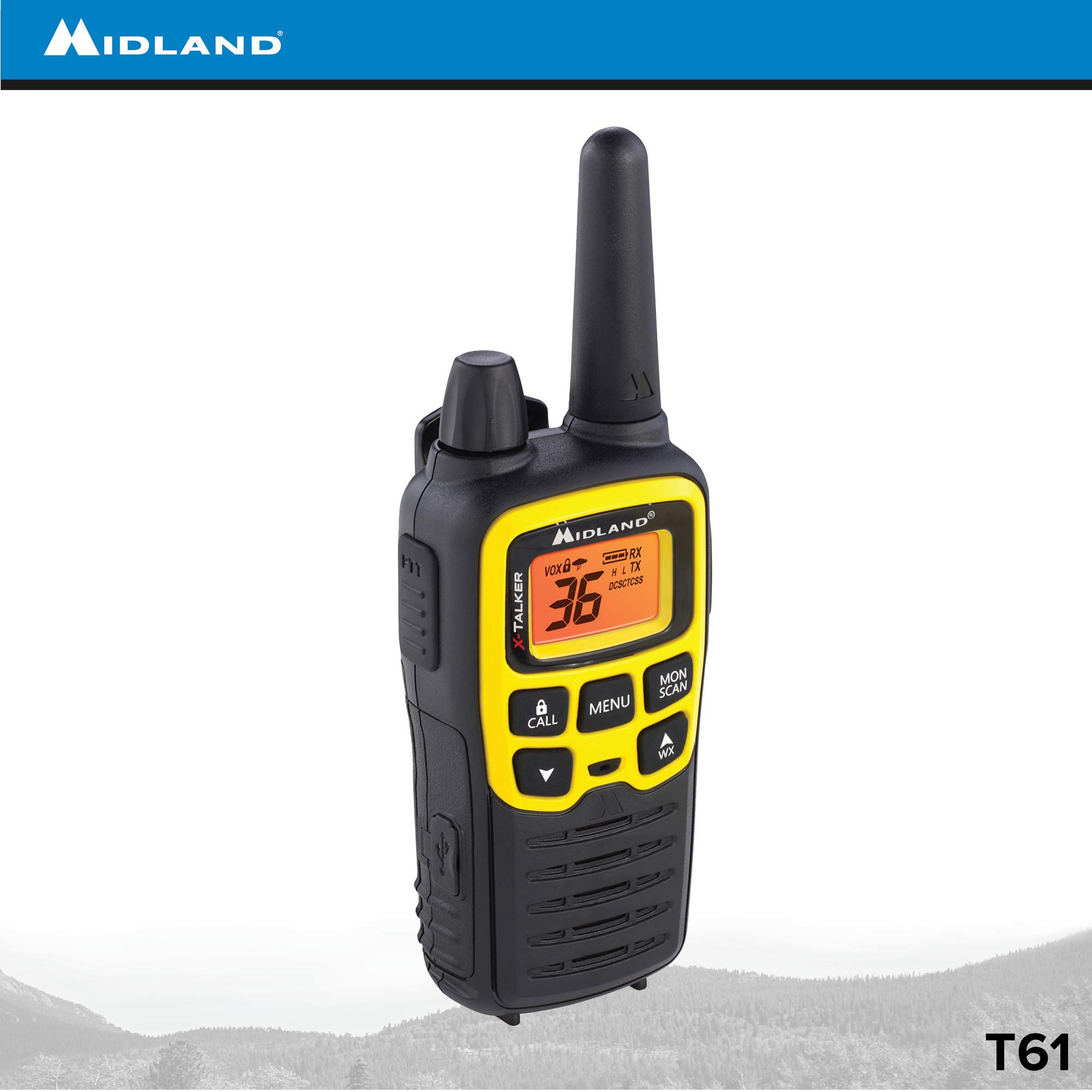 Midland T61VP3 36 Channel FRS Two-Way Radio - Up to 32 Mile Range Walkie Talkie - Yellow/Black (Pack of 12) - Image 8